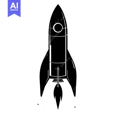 Black and White Silhouette of a Rocket Taking Off
