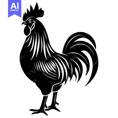 Popular premium asset: Black and White Stylized Rooster Illustration