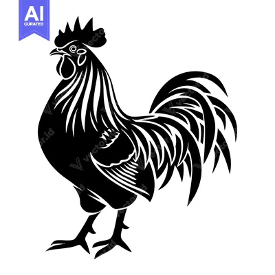 Popular premium asset: Black and White Stylized Rooster Silhouette