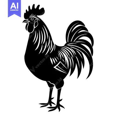 Aset premium populer: Black and white silhouette of a rooster