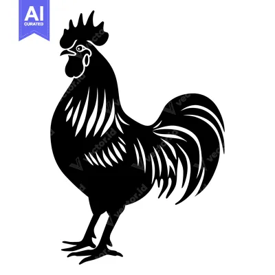Premium design asset: Black and White Silhouette of a Rooster