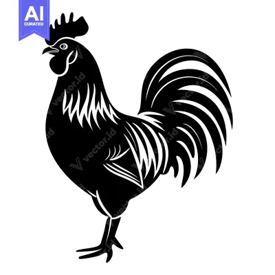 Popular premium asset: Black and White Silhouette of a Rooster