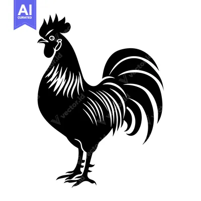 Aset premium populer: Black and White Silhouette of a Rooster