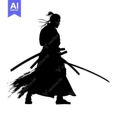 Silhouette of a Samurai Warrior with a Sword
