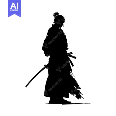Premium design asset: Silhouette of a Samurai Warrior with a Sword