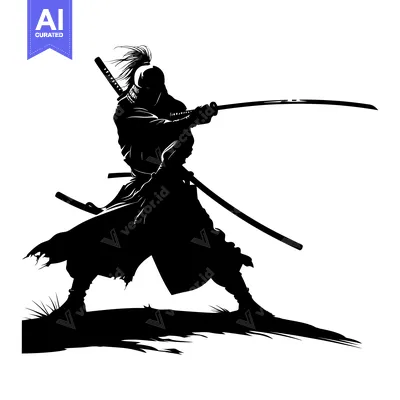 Popular premium asset: Silhouette of a Samurai Warrior Drawing His Sword
