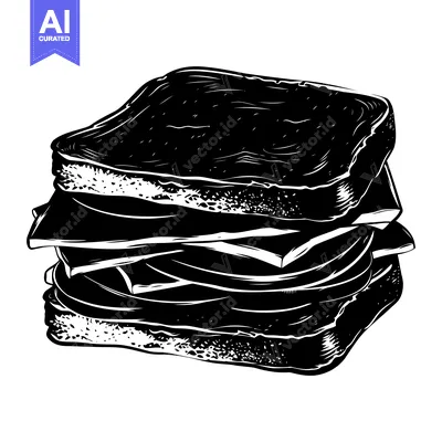Aset premium populer: Black and White Illustration of a Layered Sandwich