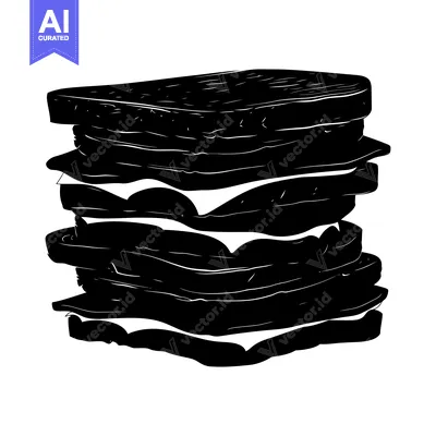 Premium design asset: A Stack of Four Sandwiches in a Black and White Sketch Style