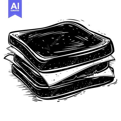 Aset premium populer: Black and White Illustration of a Sandwich with Filling