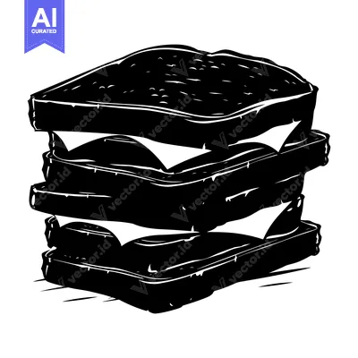 Aset desain premium: A Stacked Black and White Sandwich Illustration