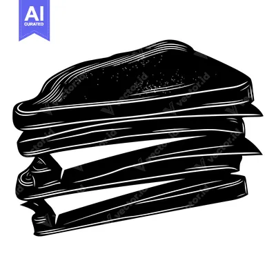 Black and White Illustration of a Stacked Sandwich