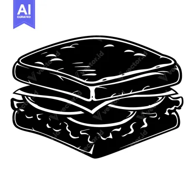 Black and White Illustration of a Sandwich