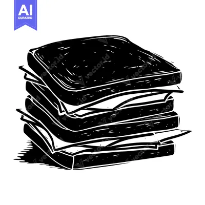 Premium design asset: Black and White Illustration of a Stacked Sandwich