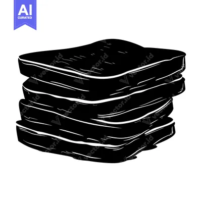 Aset premium populer: A Stack of Four Slices of Bread in a Black and White Silhouette