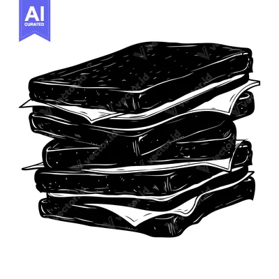 Aset premium populer: Black and White Hand Drawn Illustration of a Stack of Sandwiches