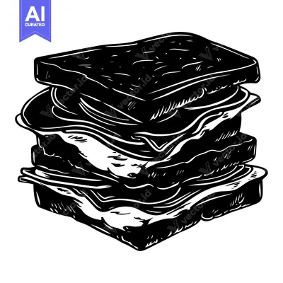Black and White Illustration of a Multi-Layered Sandwich