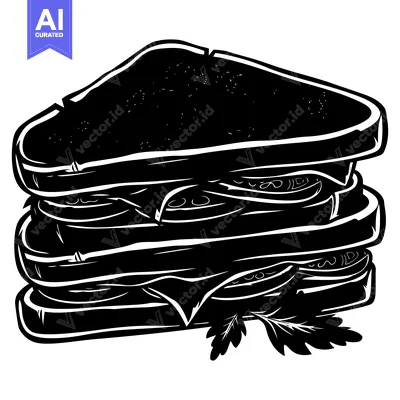 Popular premium asset: A Black and White Illustration of a  Layered Sandwich