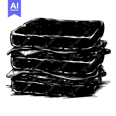 Aset premium populer: A Silhouette of a Stacked Sandwich