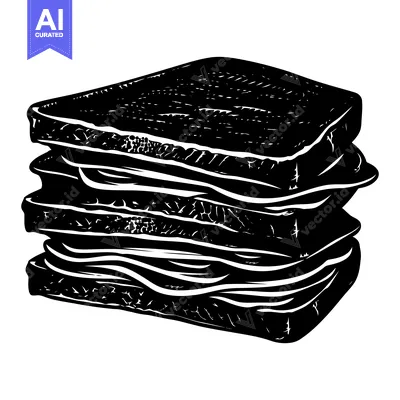 Aset premium populer: Black and White Illustration of a Stacked Sandwich