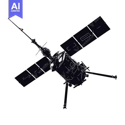 Silhouette of a Satellite with Solar Panels