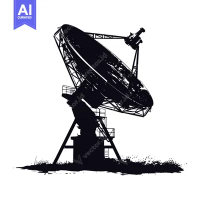 Aset desain premium: Silhouette of a Large Satellite Dish Antenna