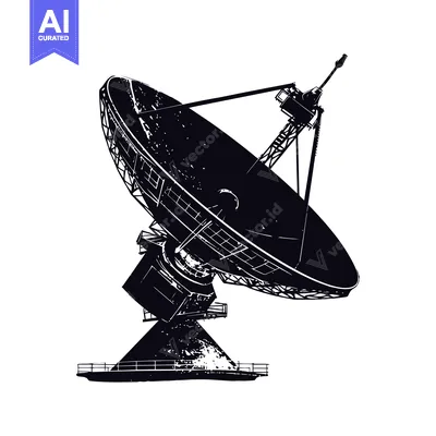 Aset premium populer: Silhouette of a large satellite dish antenna