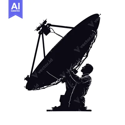 Aset premium populer: Silhouette of a Man Holding a Satellite Dish