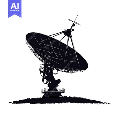 Silhouette of a Large Satellite Dish Antenna