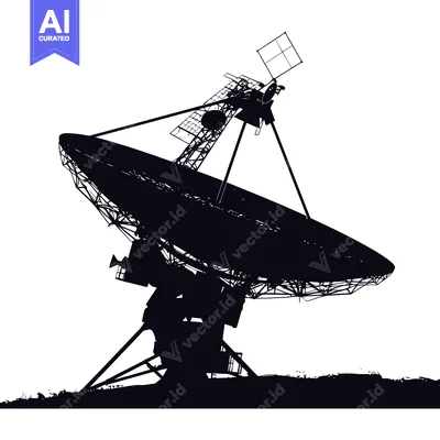 Silhouette of a Large Satellite Dish Antenna