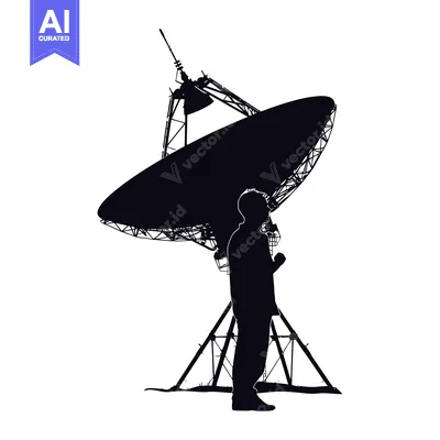 Aset premium populer: Silhouette of a Person Standing in Front of a Satellite Dish