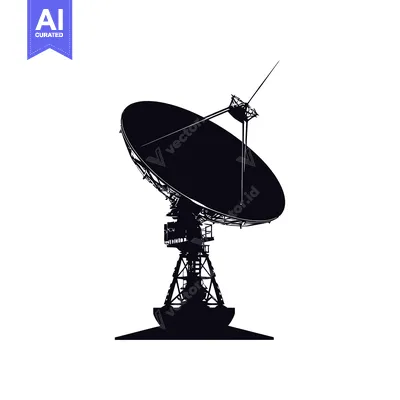 Silhouette of a Large Satellite Dish Antenna