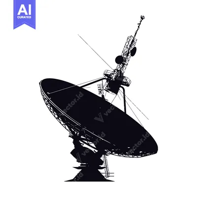 Silhouette of a Large Satellite Dish Antenna