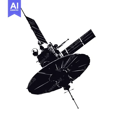 Black and White Silhouette of a Satellite in Space