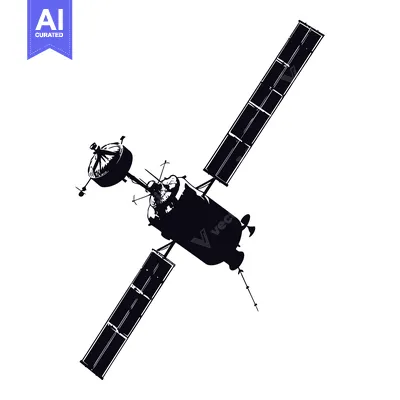 Black and White Silhouette of a Satellite in Space