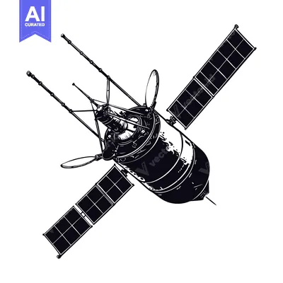 Aset premium populer: A Black and White Sketch of a Satellite in Space