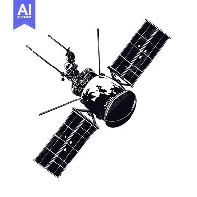Aset premium populer: Black and White Illustration of a Satellite in Space