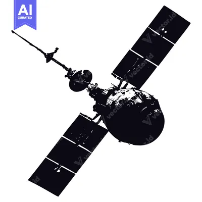 A Black and White Silhouette of a Satellite in Orbit