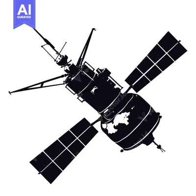 A Black and White Silhouette of a Satellite in Space