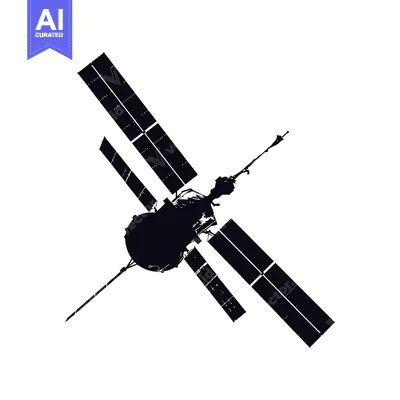 Aset premium populer: Silhouette of a Spacecraft with Solar Panels