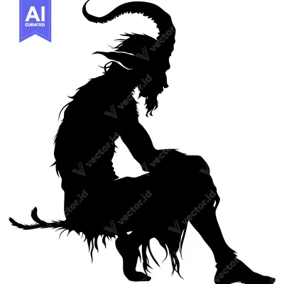 Aset premium populer: Silhouette of a Sitting Goat-like Demon with Horns