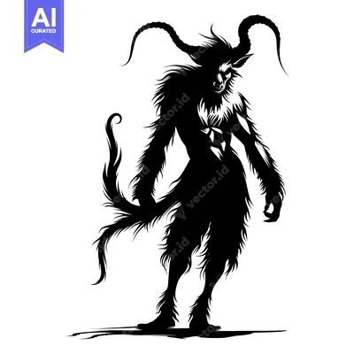 Aset premium populer: Silhouette of a Furry Demon with Horns and a Tail