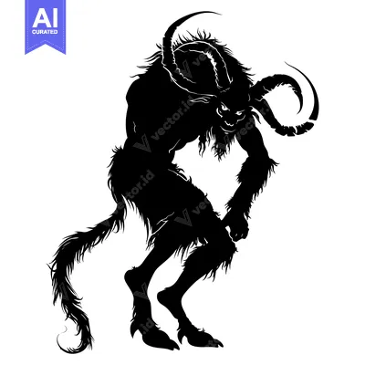 Popular premium asset: Black and White Silhouette of a Furry Demon with Horns