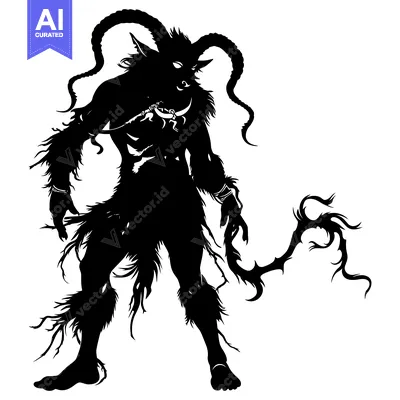 Aset premium populer: Silhouette of a Monster with Horns and a Tail