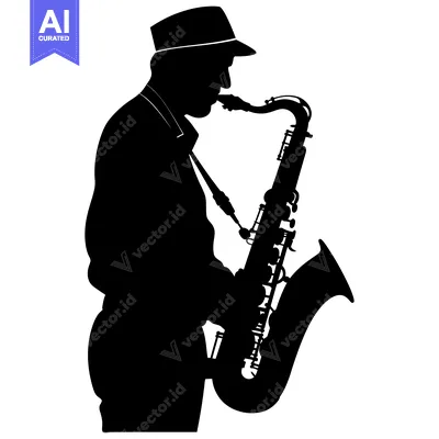 Silhouette of a Saxophonist Playing a Saxophone