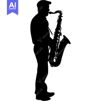 Popular premium asset: Silhouette of a Saxophonist Playing a Saxophone