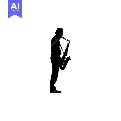 Aset desain premium: Silhouette of a Saxophone Player Performing