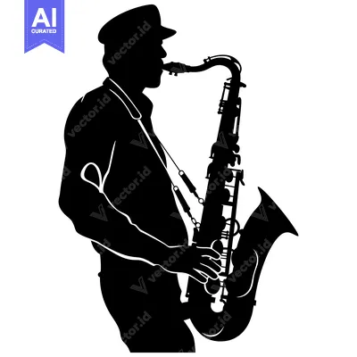Popular premium asset: Silhouette of a Saxophone Player in a Cap