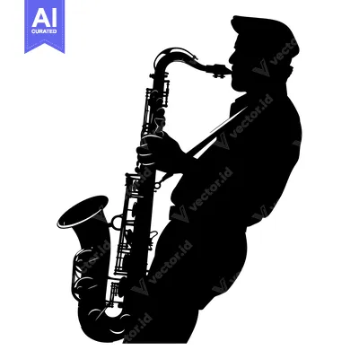 Aset premium populer: Silhouette of a Saxophone Player