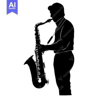 Popular premium asset: Silhouette of a Saxophonist Playing a Saxophone