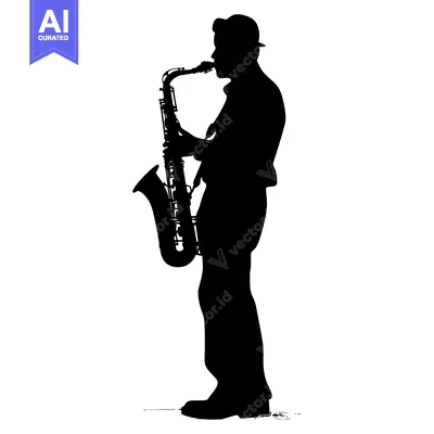 Aset premium populer: Silhouette of a Man Playing the Saxophone